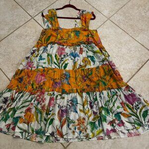 Anthropologie PQ Ruffle Tiered Midi Dress Size L Multicolor